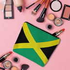 Women Cosmetic Bag Jamaica Flag, National Jamaica Flag Cute Makeup Bag For Purse Cosmetic Travel Bag For Toiletries Makeup Storage Bag Flax Skincare Bag Makeup Pouch Bags Green