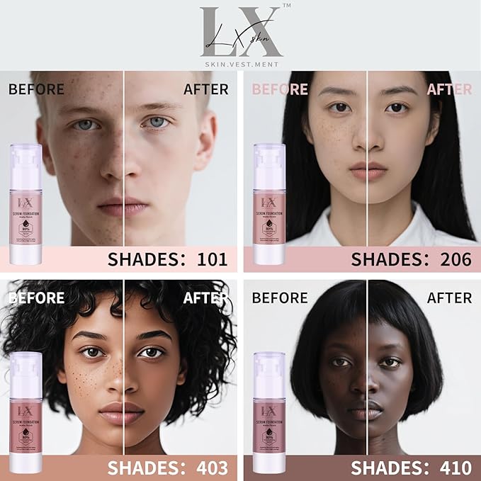 Moisturizing Foundation with 1% Hyaluronic acid, Deep Hydration & High Coverage Serum Foundation for A Smooth & Satin Finish, 108 Light