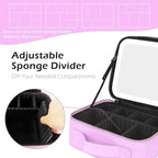 MOMIRA Travel Makeup Bag Cosmetic Bag Makeup Organizer Bag with Lighted Mirror, Adjustable Brightness in 3 Color Scenarios, Waterproof Makeup Train Case, Gift for Women - Purple