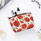 Fashion Makeup Cosmetic Case Clutch Bag, Floral of Red Flowers Pattern Travel Makeup Train Case Organizer Large Capacity Carry On Bag, Luggage Pouch, Makeup Pouch for Women