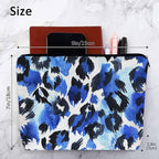 Leopard Print Makeup Bag For Women, Leopard Skin Adorable Cosmetic Bag Makeup Bags, Leopard Fur Zipper Bag Travel Bags Toiletry Organizers Pouch Bags Washing Bags For Gym Bathroom Blue Black