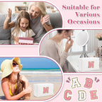 Personalized Makeup Bag Initial A-Z Preppy Patch Bag,Small PU Leather Travel Cosmetic Bag Pouch with Zipper,White Cute Toiletry Bag,Gift Ideal for Teen Girls Women Birthday Friend Mom,Letter N