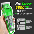 DSP Hair Clipper, Trimmer, Shaver Kits for Men Professional Barber Clipper and Trimmer Sets with Travel Case, Rechargeable, LED Display, Green