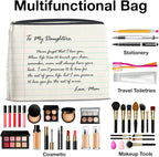 Inspirational Daughter Gifts Makeup Bag, Christmas Birthday Graduation Gifts for Daughter Cosmetic Bag Zipper Makeup Pouch