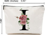 Initial A-Z Personalized Letter Makeup Bag, Monogrammed Bridesmaid Gifts/Presents Cosmetic Bag, Portable Stationery Storage Organizer Pouch, Friendship Love Travel Makeup Bags