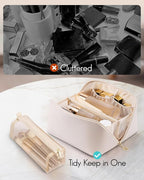 Vlando Travel Makeup Bag,Gifts for Women Large Capacity Toiletry Bag for Women Wide Open Cosmetic Organizer with Divider and Handle(White)