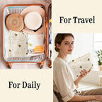 Corduroy Makeup Bag Cute Small Soft Zipper Cosmetic Bag for Purse Coquette Aesthetic Cosmetic Pouch with Bear Toiletry Storage Pouches Travel Makeup Bags Organizer Gifts for Women (Beige)