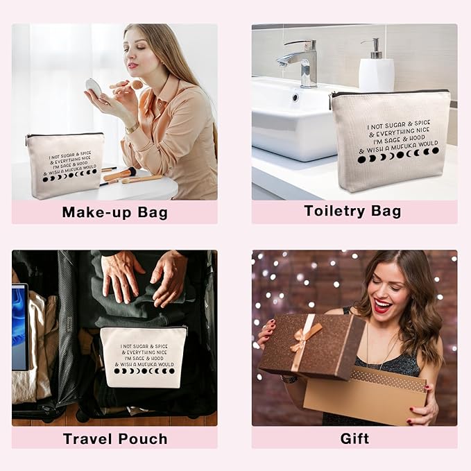 Funny Witchy Gifts for Women Gothic Gift Friends Travel Cosmetic Bag, Witch Gifts Christmas Farewell Friendship Gifts for Women Friends Sister Coworkers Travel Makeup Bags