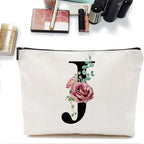 Initial A-Z Personalized Letter Makeup Bag, Monogrammed Bridesmaid Gifts/Presents Cosmetic Bag, Portable Stationery Storage Organizer Pouch, Friendship Love Travel Makeup Bags
