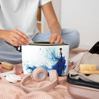 Womens Leather Makeup Bag Cosmetic Bag Travel Toiletry Bags Make Up Bags for Women Adult (Elegant Blue Lady)