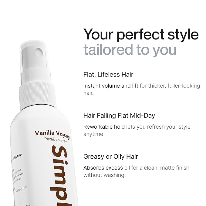 Simpletics Himalayan Sea Salt Hair Spray (Pine Scent) – Natural 5-Ingredient Formula for Beach Waves & Volume – Light Hold, Non-Greasy, Paraben & Sulfate Free – Unisex 8 fl oz