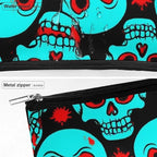 Women's Fashion Zipper Cosmetic Case, Portable Makeup Case, Personality Toiletry Bag, Travel Cosmetic Toiletry Bag Halloween Cool Red Blood Zombie Skull