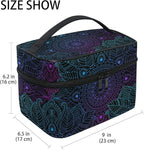Makeup Train Case Art Arabesque Mandala Boho Ethnic Bohemian Korean Carrying Portable Zip Travel Cosmetic Brush Bag Organizer Large for Girls Women
