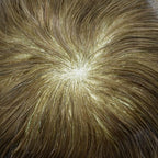Mens Toupee Human Hair Piece French Lace Toupee for Man Hair System Indian Human Hair Replacement Systems V-Looped PU Front Hairpieces 7"X9" 17#DARK ASH BLONDE