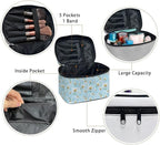 Daisy Flowers Blue Pattern Travel Makeup Bags for Women Portable Tote Cosmetic Case with Carry Handle Toiletry Accessories Storage Organizer Bags
