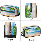 Tropical Palm Tree Beach Travel Toiletry Bag for Women Men Lightweight Cosmetic Makeup Bag Organizer Waterproof Shaving Bag Dopp Kit with Large Capacity for Toiletries and Shaving Accessories