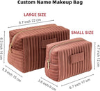 Custom Makeup Bag, Pink Velvet Personalized Cosmetic Bag with Zipper for Women Teen Girls Birthday Gifts Mothers Day Gifts for Mom