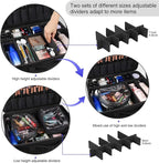 Relavel Extra Large Makeup Case and Clear Makeup Bag, Travel Cosmetic Train Case Professional Makeup Artist Bag with Adjustable Dividers and Shoulder Strap, Portable Nail Organizer Box (Black)