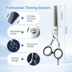 Fenice Peak 5.5'' Hair Cutting Scissors Set, Professional 440C Stainless Steel Barber Shears Kit with Cutting & Thinning Scissors, 9 PCS Hairdressing Tools for Men Women Salon Home Use