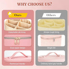 Makeup Case for Women,Travel Make Up Bag Organizer With Compartments and Handle,Portable Cosmetic Bags for Girl,Toiletry Bag for Women - Pink