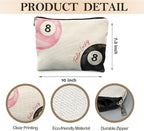 Retro Pink and Black Lucky 8 Ball Makeup Bag, Funky Preppy Cosmetic Bags for Women, Preppy Stuff Makeup Pouch, Feeling Lucky Zipper Pouch