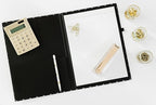 Kate Spade New York A4 Clipboard Folio with Low Profile Clip, Black Professional Padfolio Includes Lined Notepad, Pen Loop, and Pocket, Polka Dots
