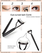Eyelash Curler Kit Metal Lash Curlers with Mascara Applicator Eyelashes Separator Comb & 6 Replacement Refill Pads (Rose Gold)