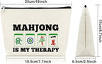 Sazuwu 3PCS Mahjong Gift Makeup Bag Cosmetic Organizers Travel Pouch Mahjong Themed Funny Gift for Players Lover Retirement Christmas Birthday Present