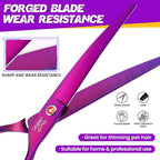 JASON 7.5" Dog Grooming Scissor - Professional Down-curved Shear with Ergonomic Handle Japanese Stainless Steel Trimming Scissor for Dogs, Cats and Other Pets, Sharp (Curved, Purple) Christmas Gift