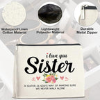 Sister Gifts from Sisters Makeup Bag, Gift for Bestie Best Friend Sister Christmas Birthday, Sisters Cosmetic Bag Zipper Makeup Pouch