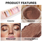Cream Glitter Brown Shimmer Metallic Eyeshadow Palette Makeup, Natural Single Mini Instant Holographic Eyeshadow For Women, Sombras Crema Para Ojos, Talc, Paraben & Cruelty Free