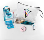 Mom Birthday Thank You Appreciation Gifts for Women Aunt Teacher Coworkers Bride Bridesmaid Monogrammed Travel Makeup Cosmetic Bag with Mirror Valentines Mothers Day Christmas Graduation V