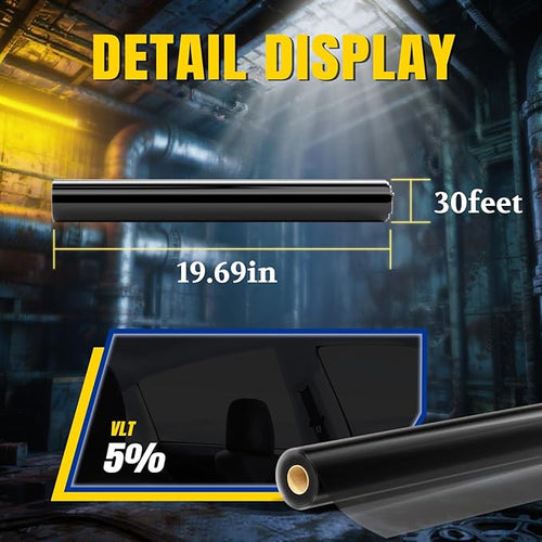 ARANA Car Window Tint Film 20" in × 30’Ft, 5% Premium Nano Ceramic Window Tints Automotive Privacy Tinted Film for Car Trucks, Heat Control 99% UV/IR Rays Block HD Vision Anti Glare & Scratch