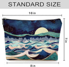 Cute Makeup Bag for Purse Canvas Waterproof Funny Cosmetic Bags for Women Zipper Travel Toiletry Pouch-Mountain Makeup Bags-Blue