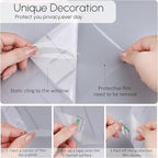 HIDBEA Window Privacy Film, Decorative Staic Cling Frosting Film, Heat Control UV Blocking Non-Adhesive Window Sticker for Home, Cross Pattern,29.5 X 78.7 Inches