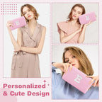 ChaoGreat Bride Gifts – Personalized Initial Makeup Bag with Pearl Rhinestone Patch, Preppy Pink Monogram Cosmetic/Toiletry Pouch, bridesmaid Gifts, Bridal Shower Gifts, Wedding Gifts, Bridal Gifts,E