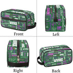 Customized Travel Makeup Toiletry Bag, Waterproof Large Cosmetic Bag Makeup Shaving Bag Organizer Case, Deep Forest Green Background