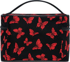 Butterfly Makeup Bag, Black Makeup Organizer Bags Toiletry Bag Box Travel Cosmetic Bag Make Up Train Case for Women Teen Girl Ladies