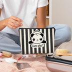 Panda Gifts Makeup Bag for Women Girls - Cute Baby Panda 'Guess What It's Pug Butt' Cosmetic Case for Teens Daughter - Accessories (Black and White Stripe 1)
