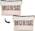 IWXYI Nurse Floral Makeup Bag - Zipper Pouch Travel Toiletry Bag For Women - Nurse Appreciation Gift