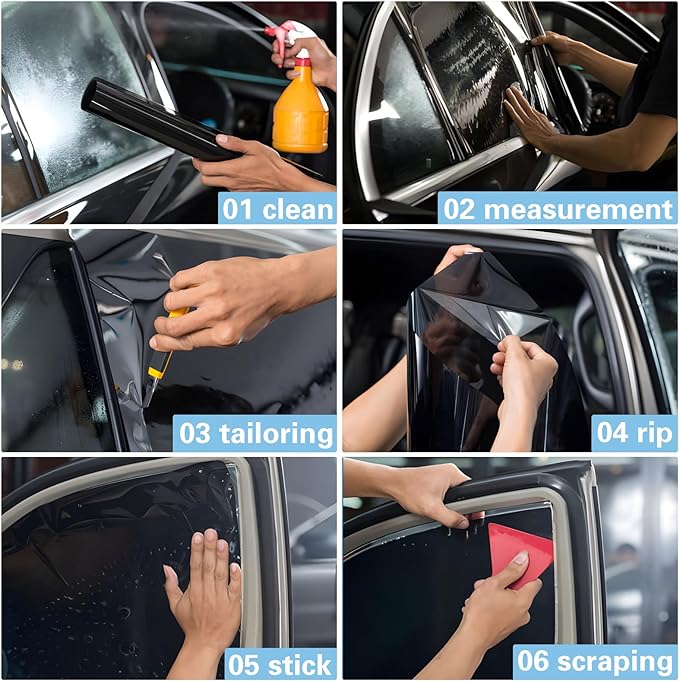 TOYOCO Window Tint for Cars, 5% VLT 24" in x 25'Ft Ceramic Window Film, Blocks 99% UV&IR Rays, Heat Resistant Anti Glare Film for Windshield, Scratch Resistant Sun Shade Auto Tint Roll