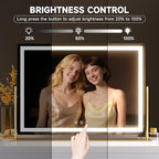 Hasipu Vanity Mirror with Lights, 23.6" x 18.1" LED Makeup Mirror, Light up Mirror with 10X Magnification, USB Charging Port, Smart Touch 3 Colors Dimmable, 360° Rotation (Gold)