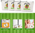 4pcs Funny Pickleball Gifts Makeup Bag, Ball Player Cosmetic Bag Ball Lover with Zipper Pouch Accessories Pickleball Lover Gifts for Girls Women Fans Player Mom Sister Christmas Birthday Gifts