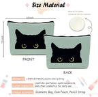 Black Cat Makeup Bag – Cute Cosmetic Pouch Travel Toiletry Bag, Zipper Organizer for Women Girls, Multifunction Cat Lover Gift Purse (Greener Pu Leather)