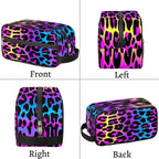 Rainbow Cheetah Leopard Print Travel Toiletry Bag for Women Men Lightweight Cosmetic Makeup Bag Organizer Waterproof Shaving Bag Dopp Kit with Large Capacity for Toiletries and Shaving Accessories