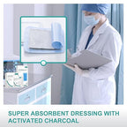 Dimora Upgrade Super Absorbent Dressing with Activated Charcoal, Superior Anti-Odor Moisture Absorpting Wound Dressing 4"x8" 10 Packs