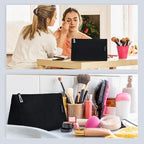 Aosbos Premium Small Makeup Bag, Compact Cosmetic Pouch, Travel-Size Make UP Case for Women, Black
