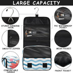 Cute Mermaid Travel Toiletry Bag with Hanging Hook for Women and Girls, Ocean Sea Starfish Cosmetic Makeup Case Organizer for Accessories, Shampoo, Full Sized Container, Toiletries