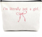 fkovcdy Pink Bow Makeup Bag for Girls, I'm Literally Just A Girl, Cute Bow Gift for Women, Small Bow Lover Travel Cosmetic Bag Zipper Pouch for Daughter granddaughter for Birthday Christmas 2
