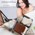 Travel Makeup Bag with LED Mirror and 10x magnifying glass with 3 Lighted Settings, Adjustable Dividers and Makeup Brush Storage Bag Dark Brown